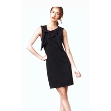Milly of New York nicolla Bow shoulder Black sheath mini Dress Sleeveless  S
