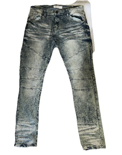 Pantalones de mezclilla azul culto lavado ácido para hombre 36 X 33 azul pierna cónica desgastados 2017 - Imagen 12 de 14
