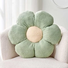Flower Throw Pillow, Soft Sage Green 14.9" Shaped Floor Pillow for Home Decor...