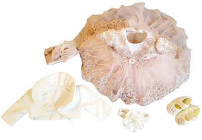 Taufkleid Gr. 56 62 (0-3 M) Kleid Babykleid Stirnband Fotoshooting Taufe Party