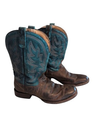 Roper Boots Concealed Carry Women's 11 Brown/Teal Leather Western Sidewinder 