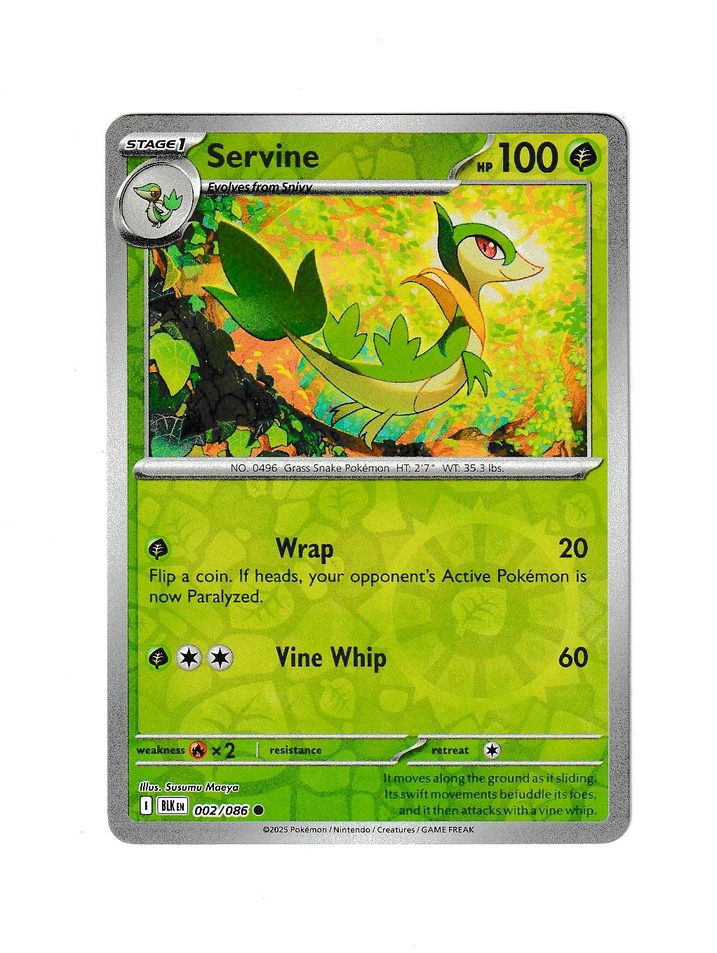 SERVINE 002/086 REVERSE HOLO C BLACK BOLT NM POKEMON