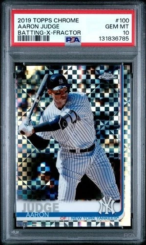 PSA 10 GEM MINT 2019 TOPPS CHROME #100 AARON JUDGE BATTING-X-FRACTOR - all rise