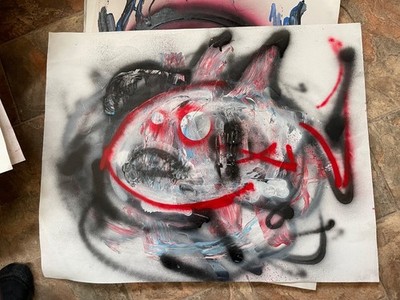graffiti street art  Fish  shark Ody West 22x28 poster size acrylic spray