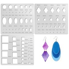 3PCS Metal Stencils Diamond Square Ellipse Circle Template for Drafting Jewel...