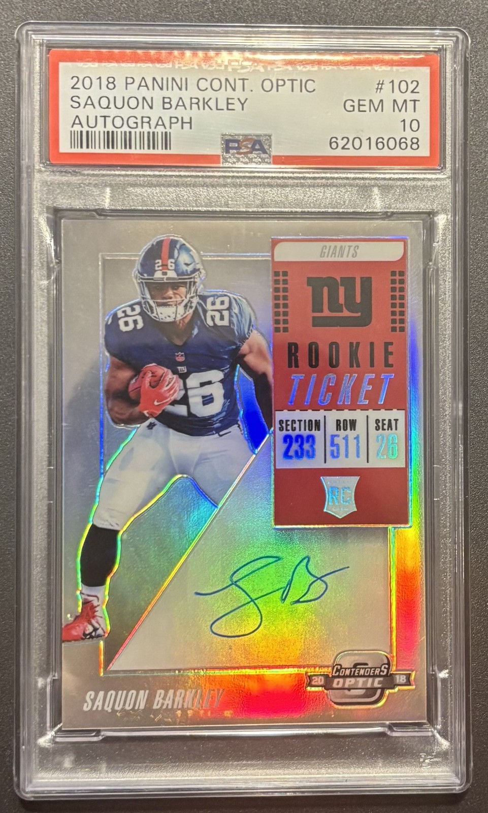Saquon Barkley Panini Contenders Optic #102 Autograph