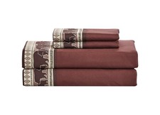 Cabin Printed Super Soft Cotton Touch Microfiber 4 Piece Bedroom Sheet Set K...