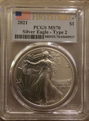 *2021 Silver Eagle First T-2 production,  MS70, PCGS First Strike