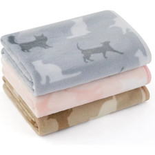 1 Pack 3 Pet Blankets Super Soft Fluffy Premium Fleece Flannel Portable Throw Do
