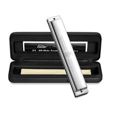 Silver Admiral 24 Holes Harmonica Key Of C Tremolo Mouth Organ Hard Case