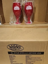 Set Of 2 NEW 33C Stella Artois Red Acrylic Chalice Beer Belgium New Rare