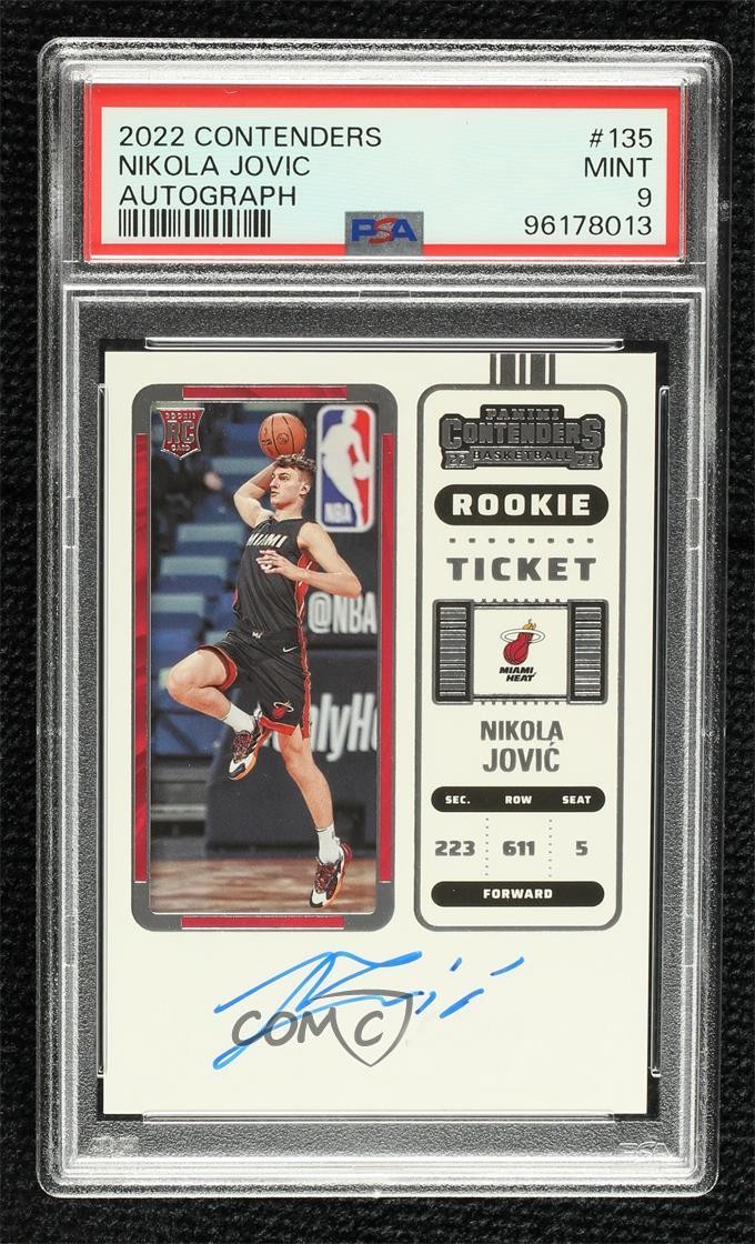 2022-23 Panini Contenders Ticket Nikola Jovic #135 PSA 9 MINT Rookie Auto RC