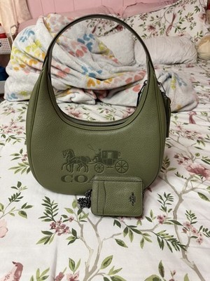 バッグ Coach Hobo Green Oneshoulder Bag Charm Coach Carmen Olive Military Green Leather Shoulder Hobo Bag