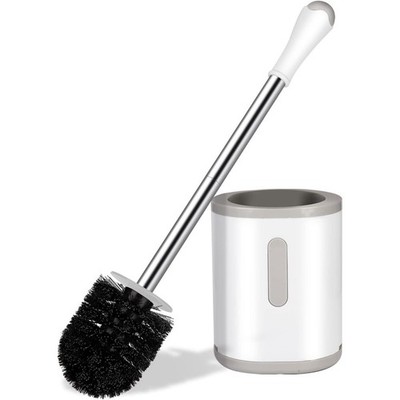 Compact Toilet Brush and Holder Set with Stainless Steel Handle, Space-Saving
