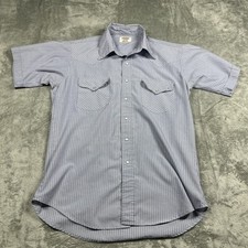 Ruddock Shirts Men s Blue Stripe Pearl Snap Shirt Short Sleeve Made In USA