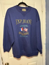 EXPRESS JEANS Embroidered Blue Vintage 1990's Women's Oversized Sweatshirt M