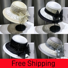 Lace Women's Sunhats Ruffles Flowers Church Wedding Hats Mesh Sunscreen French
