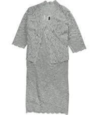 Alex Evenings Womens Lace Set Cocktail Dress, sage, Plus Size, 24W