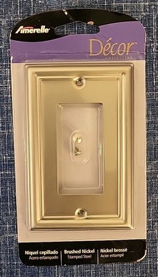 Amerelle   Chelsea Brushed Nickel Rocker Wall Plate 1 Gang Stamped Steel  149RBN