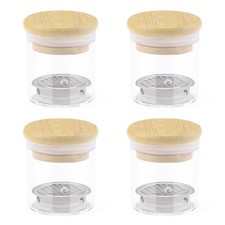 Diakey 4 Pack Acrylic Nail Brush Cleaner Dappen Dish with Lid, 2.2in High