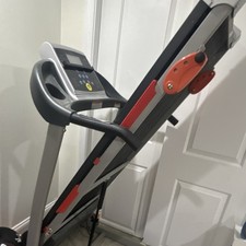 Foldable Treadmill with Digital Display, Safety Key, Red/Gray Accents for Home