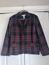 Sag Harbor Blazer Holiday Plaid 18 / XL Christmas Festive Preppy Academia Womens