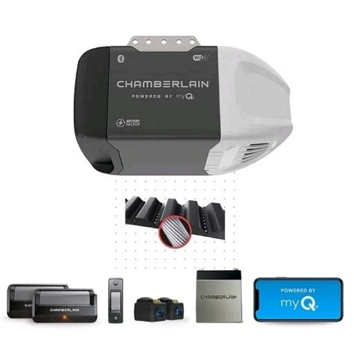 NEW!! CHAMBERLAIN 1/2 HP Smart Quiet Belt Drive Garage Door Opener with Battery