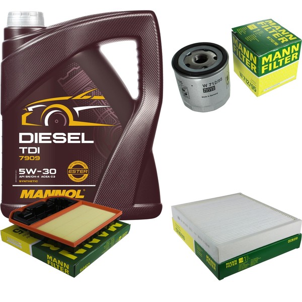 Mann Inspektionspaket 5L Mannol Diesel TDI 5W-30 FüR Skoda Fabia III 1.0 VW Polo-image