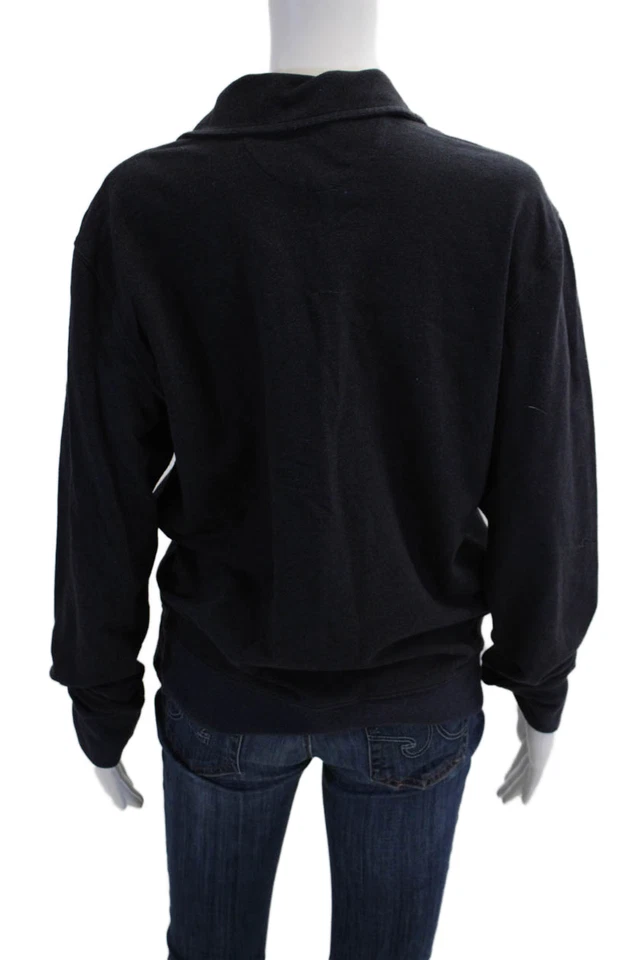 Cremieux Womens Textured Long Sleeve Collared Button Sweater Navy Size M Foto 3 de 4