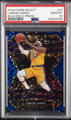 2019 PANINI SELECT BLUE DISCO PRIZM #47 LEBRON JAMES 23/25 PSA 10