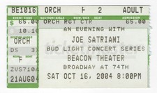 Joe Satriani 10/16/04 New York City NY Beacon Theater Ticket Stub
