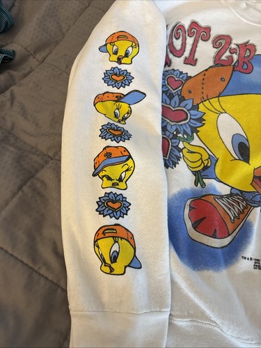 Vtg 1995 Warner Bros Freeze Looney Tunes Got 2-B Tweety Sweatshirt XL Sleeve Art - Picture 3 of 17