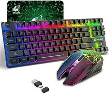 Teclado Y Mouse Inalambrico Gamer Razer Croma Gaming Iluminacion Teclas Para Pc