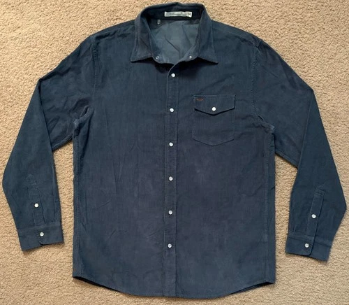 Criquet men’s Blue Pearl Snap 100% Cotton Long sleeve button down shirt size XL - product listing photo