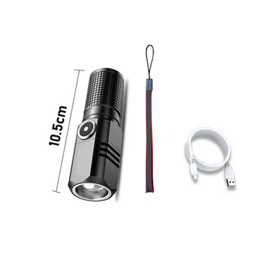 10000 Lumens Mini Powerful Led Flashlight XHP50 Built in Battery 3 Modes Usb Rec