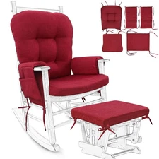 Glider Rocker Replacement Cushion 5 PCS with Ties, Linen High-Density Foam No...