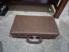Cassette Tape Carrying Case Fits 24 Cassettes Vintage Hard Case , Brown Vinyl.