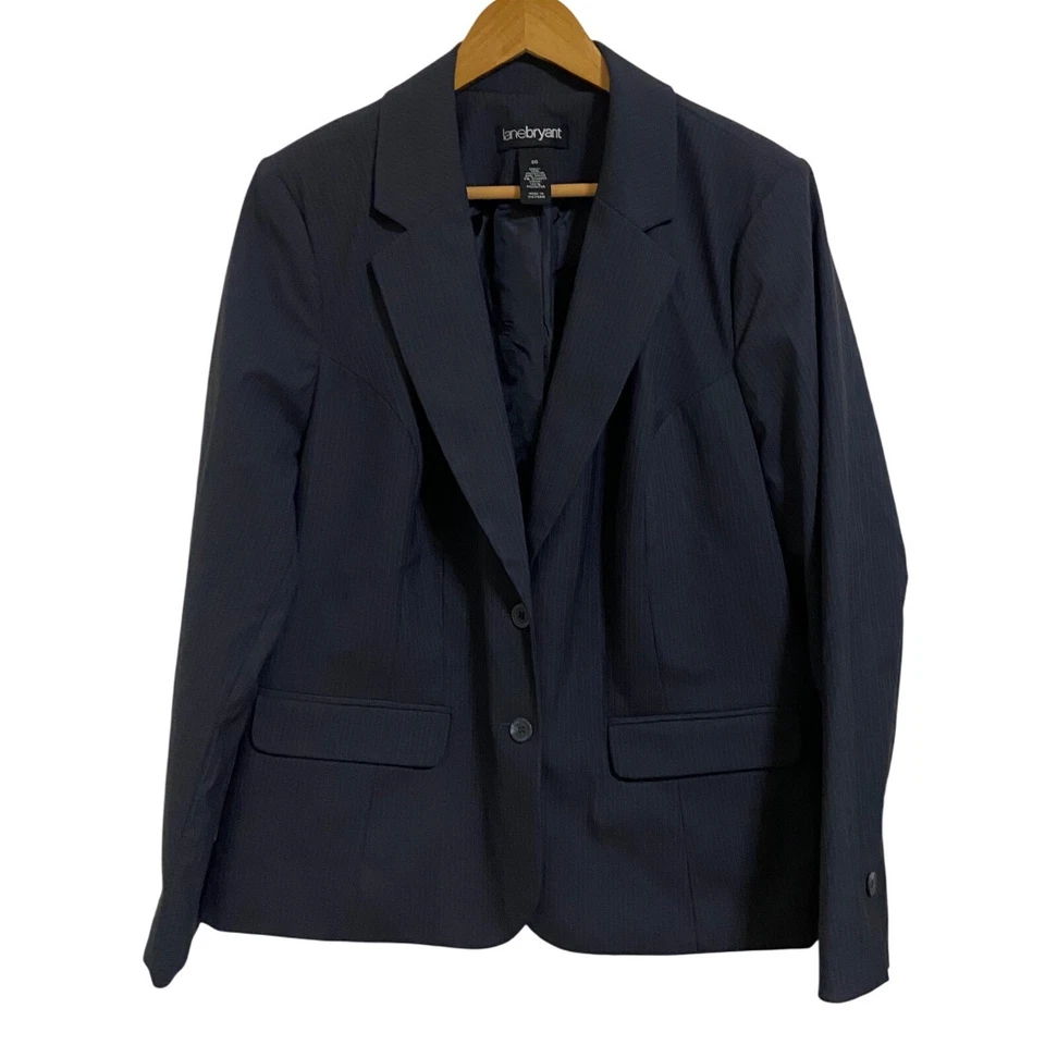 Jaqueta Lane Bryant Blazer Listra de Giz Azul Marinho Negócios Carreira Profissional 20 - Imagem 2 de 4