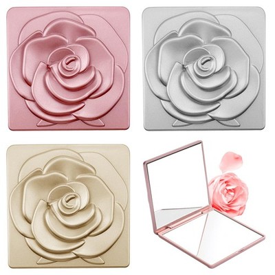 Rose Kompaktspiegel 7 cm Aluminium doppelseitig - 3er Set tragbar Make-up
