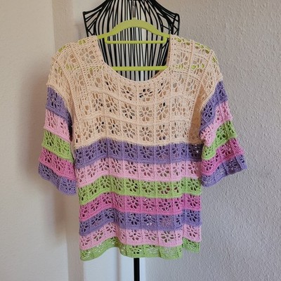 Pullover Shirt Frühlingsfarben Gr. M Neu Handmade Handarbeit