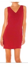 Theory Rosina Crepe Dress 8 V-neck Sleeveless Mini Shift Light Cranberry Red