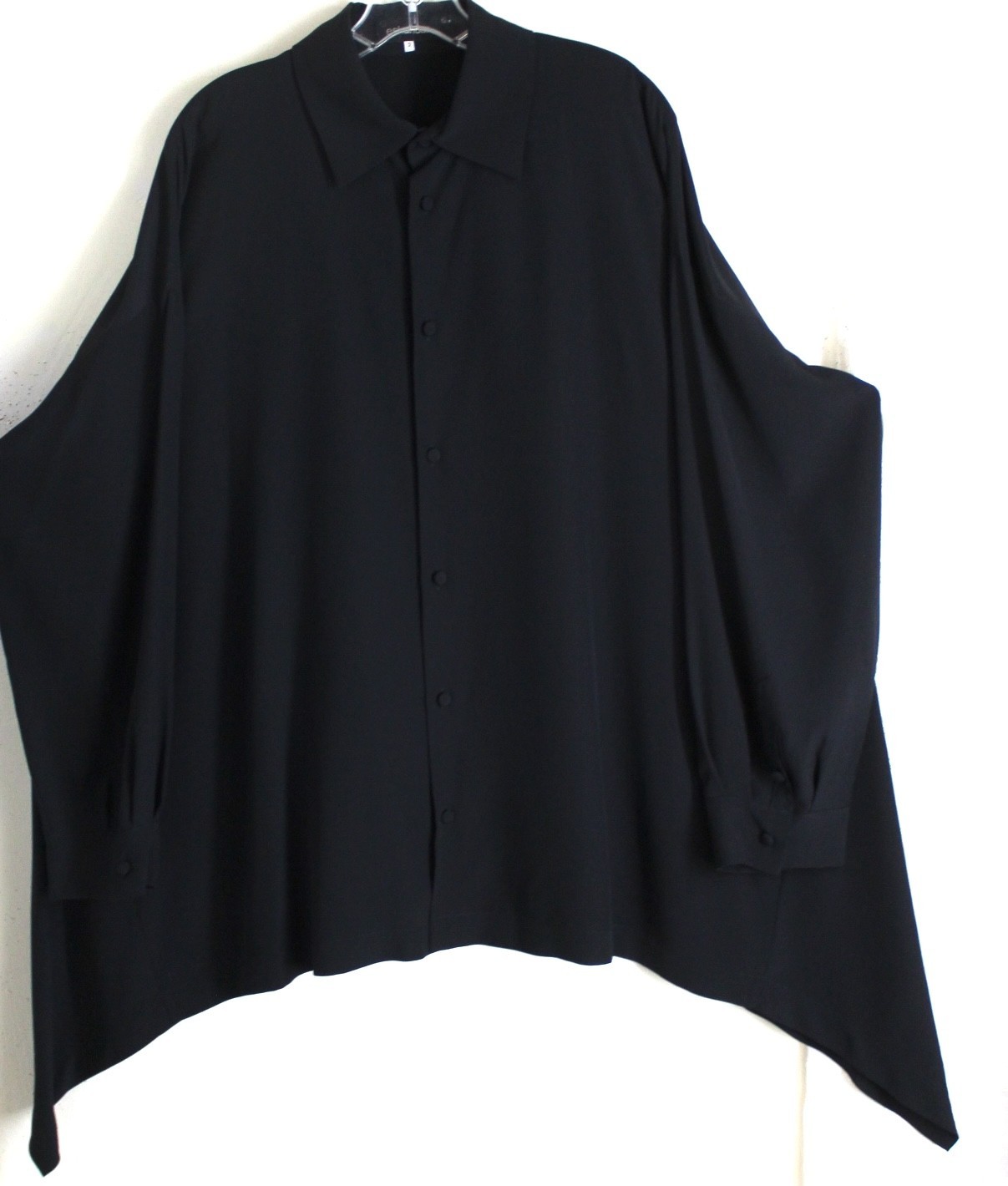 New Eskandar Sz 2 Black Silk Gorgeous 32-38" Long FLowing Silk TUNIC TOP