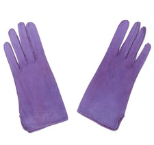 Vintage 80s Italian Purple Perforated Leather Gloves Charter Club size M /934