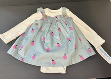 Carters Blue Pink Strawberry Dress Long Sleeve Body Suit 3 Months Infant NEW