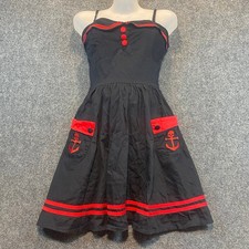 HELL BUNNY VIXEN Black Red Hot Topic Goth Sailor Sleeveless Pinup Dress Small