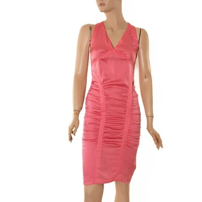 Vestido mujer Alexander McQueen sin mangas 94% seda rosa talla IT 40 D 34 13249 - Imagen 1 de 4