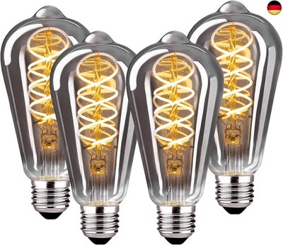 E27 LED Vintage Glühbirne, Dimmbar Vintage Glühbirne E27 4W ST64 E27 LED W