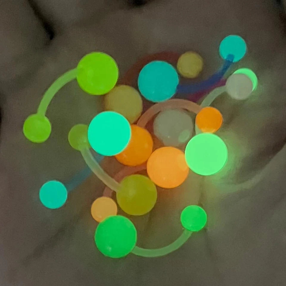 Conjunto de 10 piezas de anillos bohemios piercing corporal bohemio ombligo acrílico luminoso NAVIDAD Foto 4 de 4