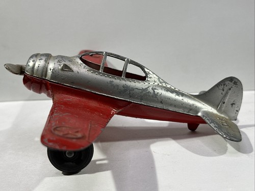 Hubley Kiddie Toy Fighter Plane Cast Metal 1950's USA Army w/Folding Wheels - Picture 6 of 20