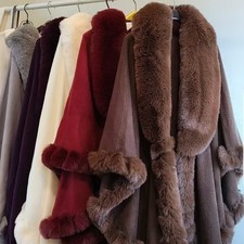 Women's Prom Faux Fur Knitted Cape Cloak Wedding Prom Shawl Wraps Winter